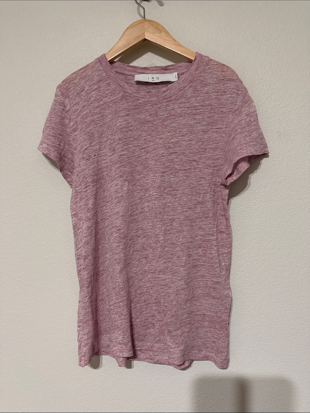 IRO Heathered Mauve Crewneck Short Sleeve Pink Linen Tee Size Small